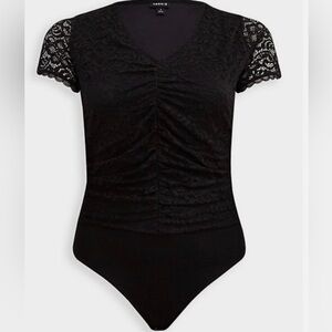 Torrid Stretch Lace V Neck Cinched Bodysuit Black Size 3